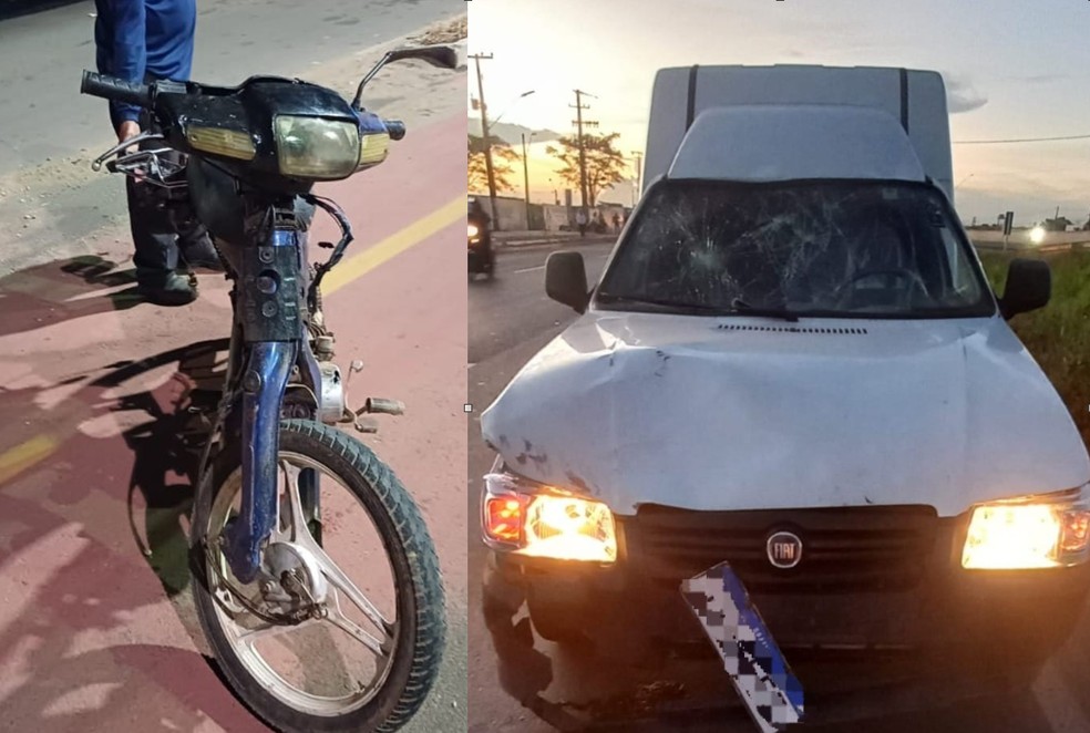 Homem morre aps caminhonete colidir com motoneta na BR-010, em Imperatriz  Foto: Divulgao/PRF