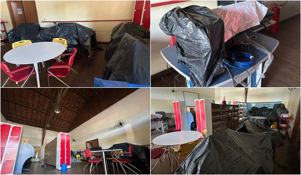 Interdição da Biblioteca Municipal Dr. Abelardo de Cerqueira César, no Centro Cultural Matarazzo em Prudente — Foto: Emerson Sanchez/TV TEM