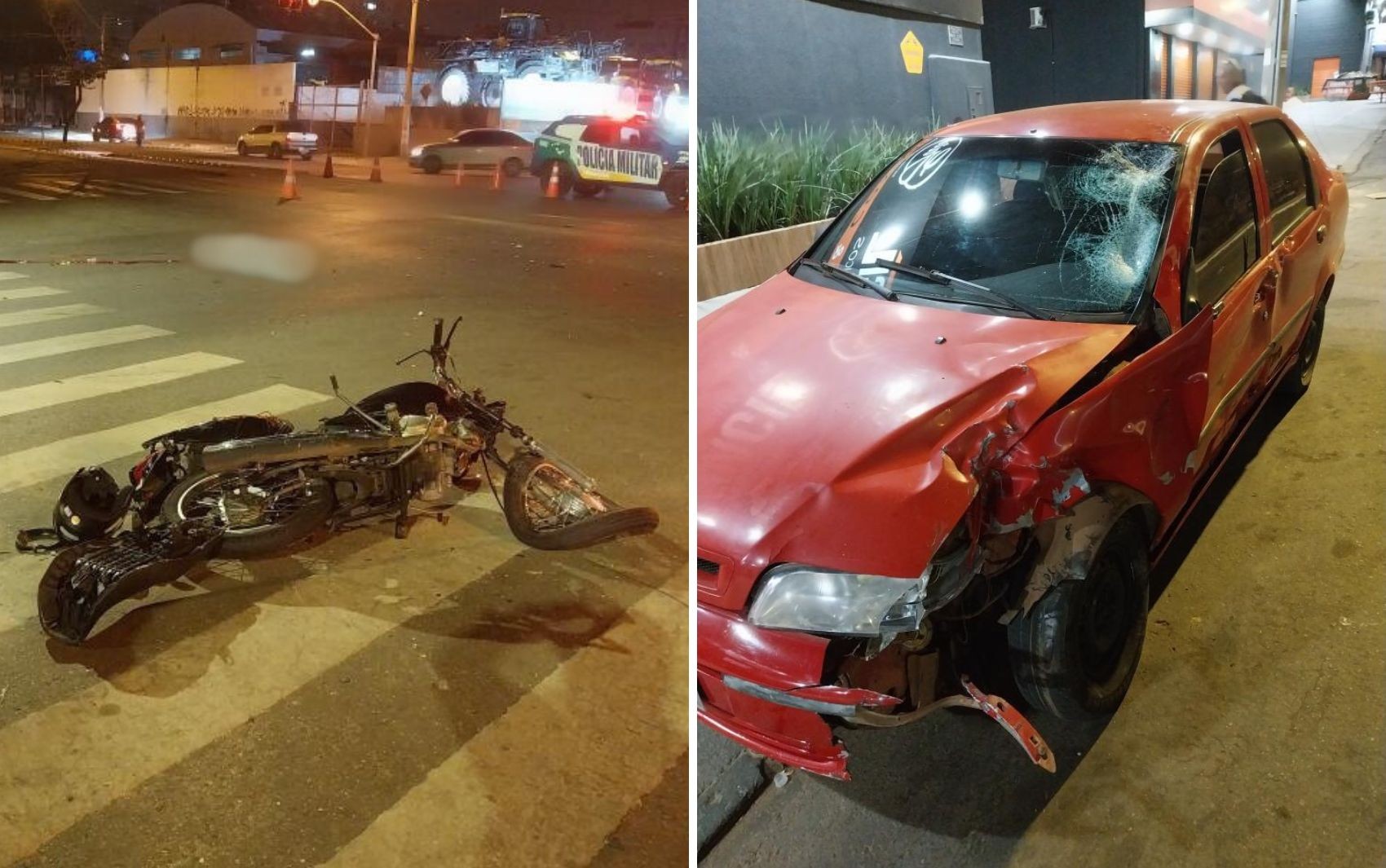 Jovem morre após batida entre carro e moto em cruzamento de Goiânia