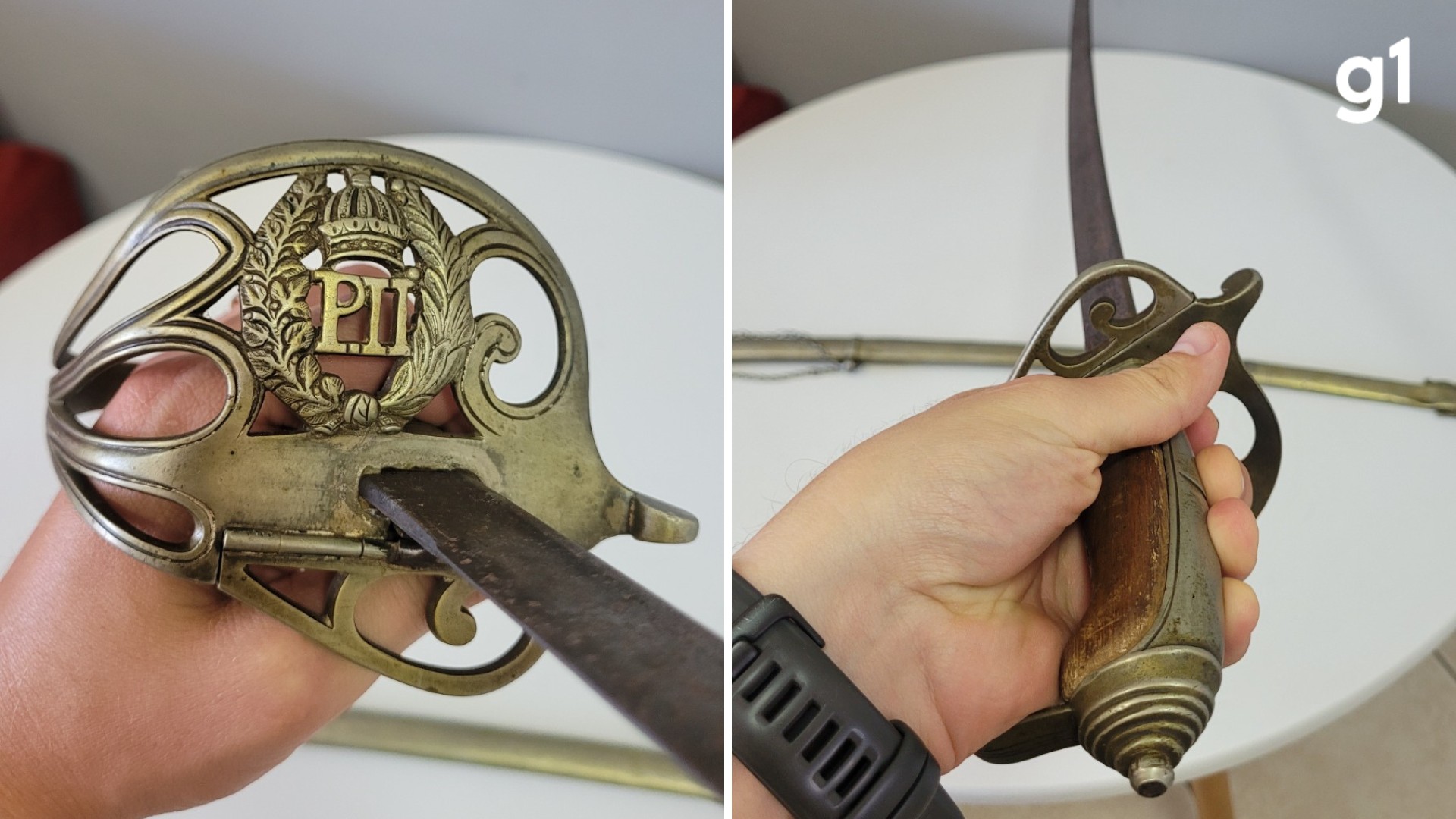Espada que pertencia à guarda de Dom Pedro II e foi encontrada durante pescaria no interior do RS é doada a museu: 'Histórico'
