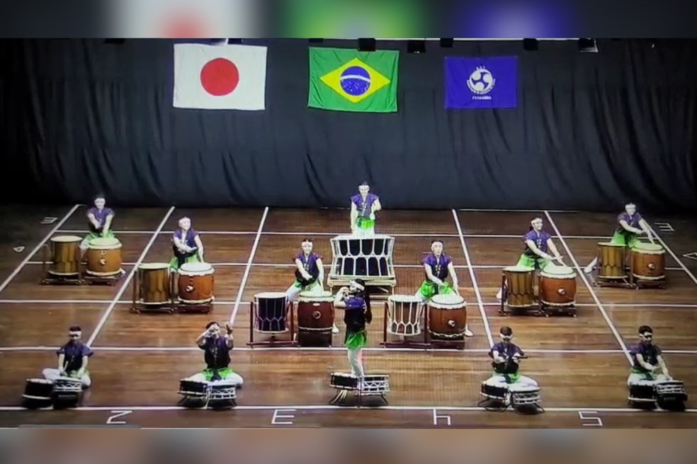 Grupo Seishin Daiko se apresentou no Festival Brasileiro de Taiko — Foto: Reprodução