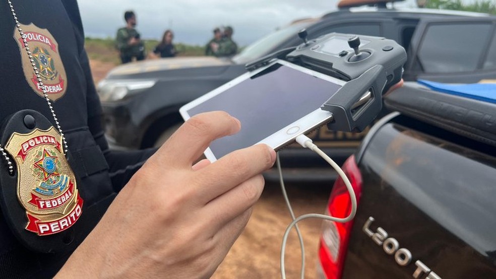 Drones foram utilizados para verificar áreas danificadas durante extração irregular de minério — Foto: Arquivo/Polícia Federal do Acre