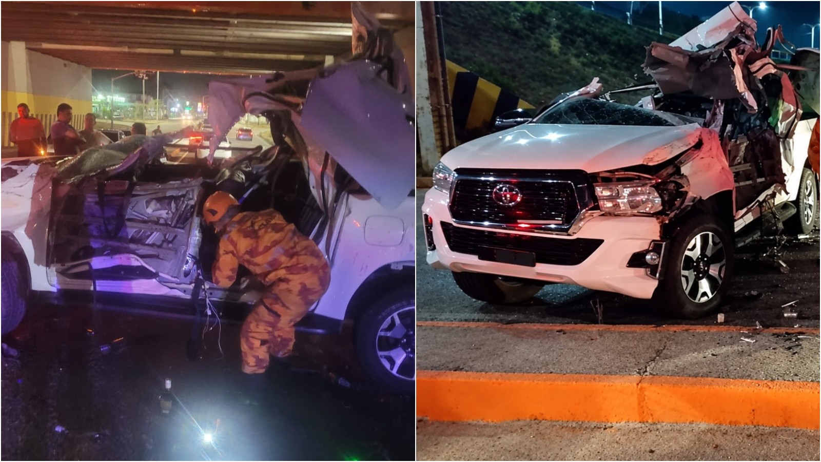 Caminhonete capota, mulher morre e outras três pessoas ficam feridas em Fortaleza