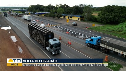 Fim do feriado movimenta rodovias no Tocantins e PRF orienta condutores