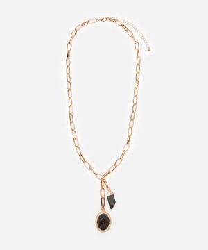 Colar de corrente com pingente pedrarias com banho dourado C&A