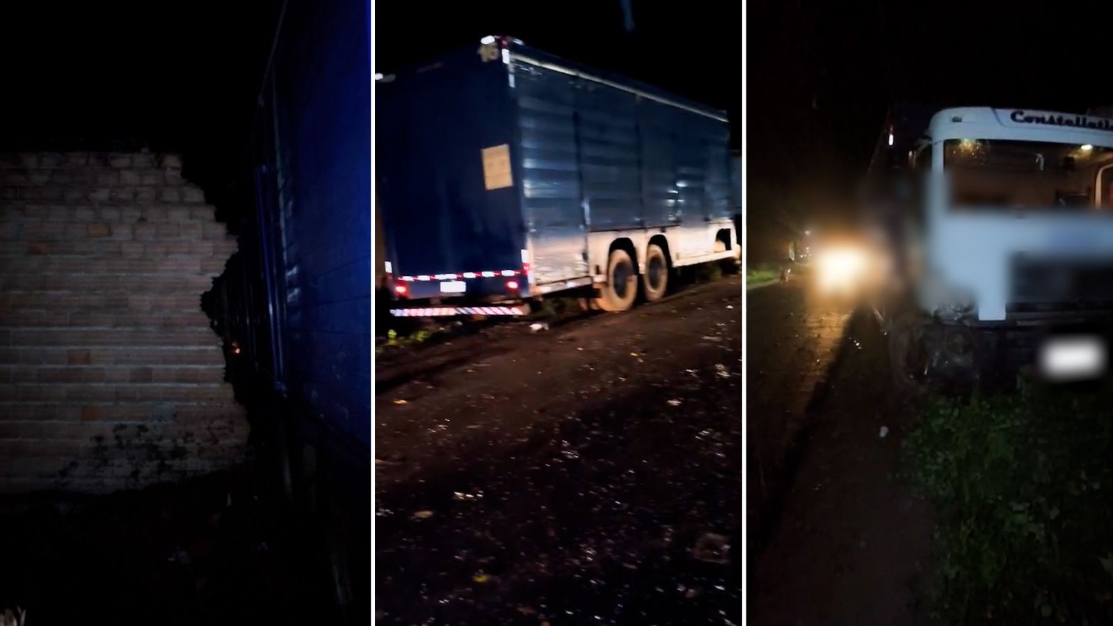 Caminhão desvia de cachorro morto, bate em carro e derruba muro no Piauí