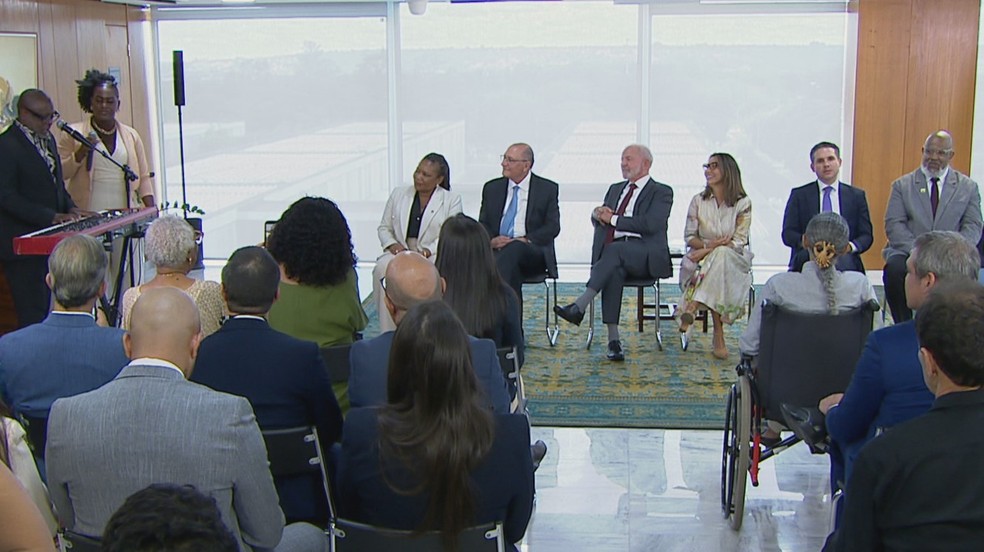 O presidente Lula em evento que reconhece a cultura gospel como manifesta��o cultural do Brasil � Foto: Reprodu��o/TV Brasil