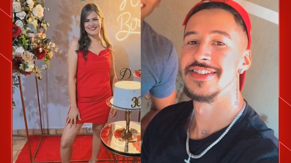 Vítima Denise Rodrigues de Oliveira, à esquerda, e suspeito do crime Adriel Muniz, à direita. — Foto: reprodução