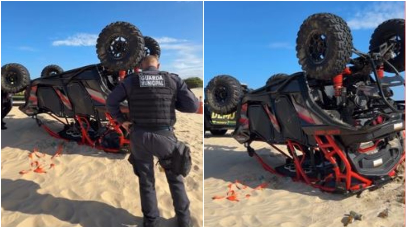 Policial militar fica gravemente ferido após capotar UTV em duna no Ceará; vídeo