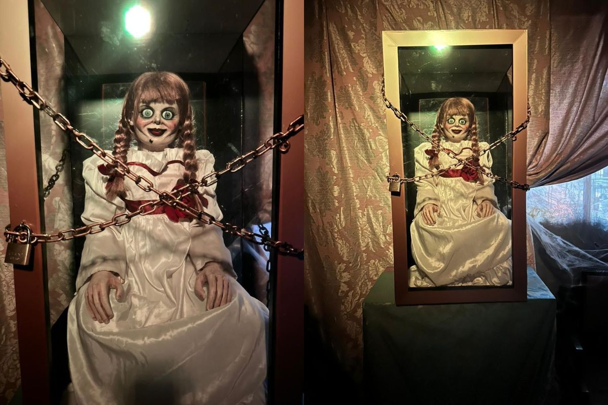 Réplica oficial da boneca Annabelle está em exposição em cinema de Santos