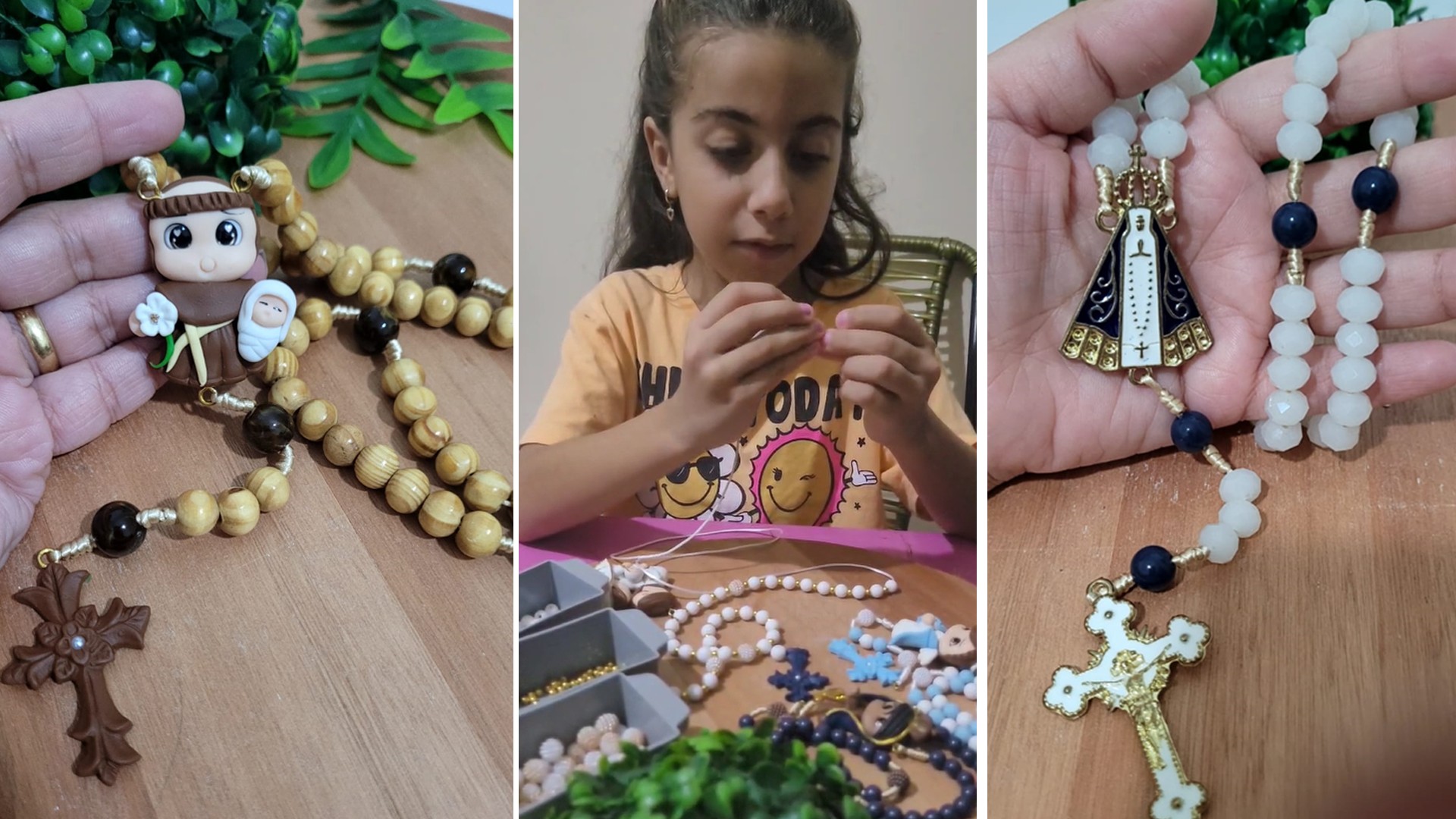Menina de 7 anos transforma fé em terços infantis e inspira tradição em Goiás