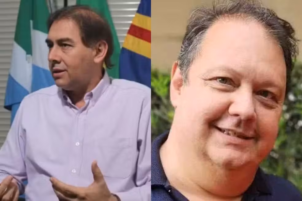 Ex-prfeito de Campo Grande, Alcides Bernal, e a vítima morta por ele na capital, Roberto Carlos Mazzini — Foto: Arquivo g1 e Redes Sociais