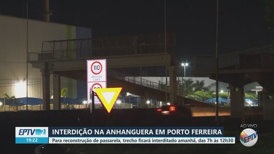 Anhanguera tem interdição  para obra em passarela que desabou ao ser atingida por caminhão - Programa: Jornal da EPTV 2ª Edição - São Carlos/Araraquara 