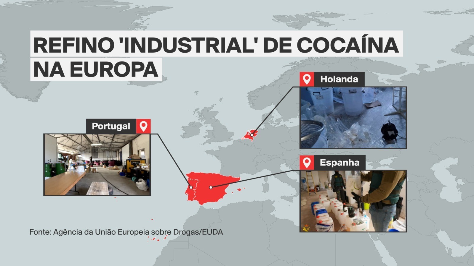 Europa identifica laboratórios clandestinos para refino de cocaína em escala industrial e alerta sobre nova dinâmica do narcotráfico