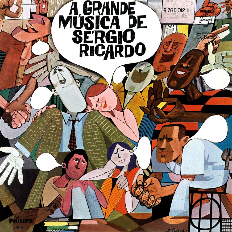 Capa do disco A grande msica de Srgio Ricardo, de 1967  Foto: Arte de Ziraldo