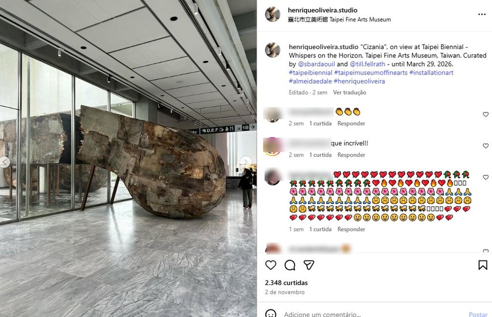 Artista de Ourinhos está em exposição em Taiwan — Foto: Instagram/ Reprodução