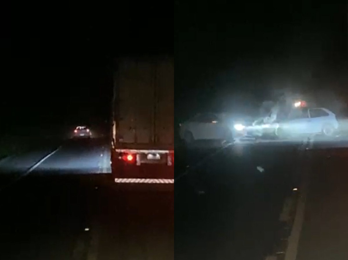 VÍDEO: carro invade pista contrária na BR-470 e seis pessoas ficam feridas após batida frontal em SC