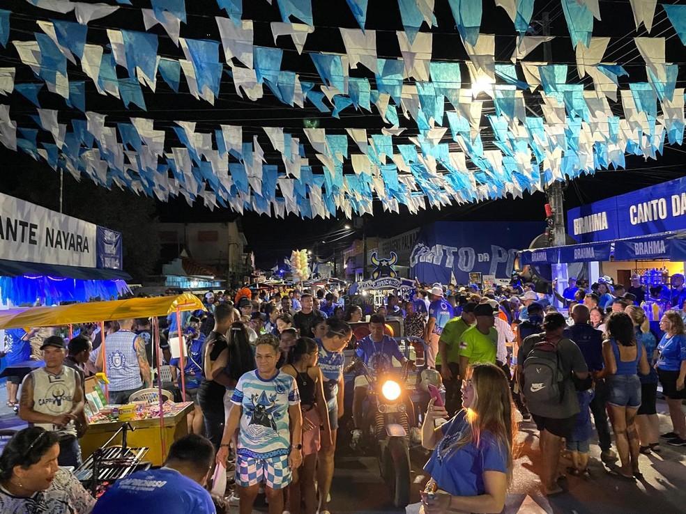 Caprichoso inova e realiza Boi de Rua com cortejo duplo pelas ruas de Parintins. — Foto: Matheus Castro/Rede Amazônica