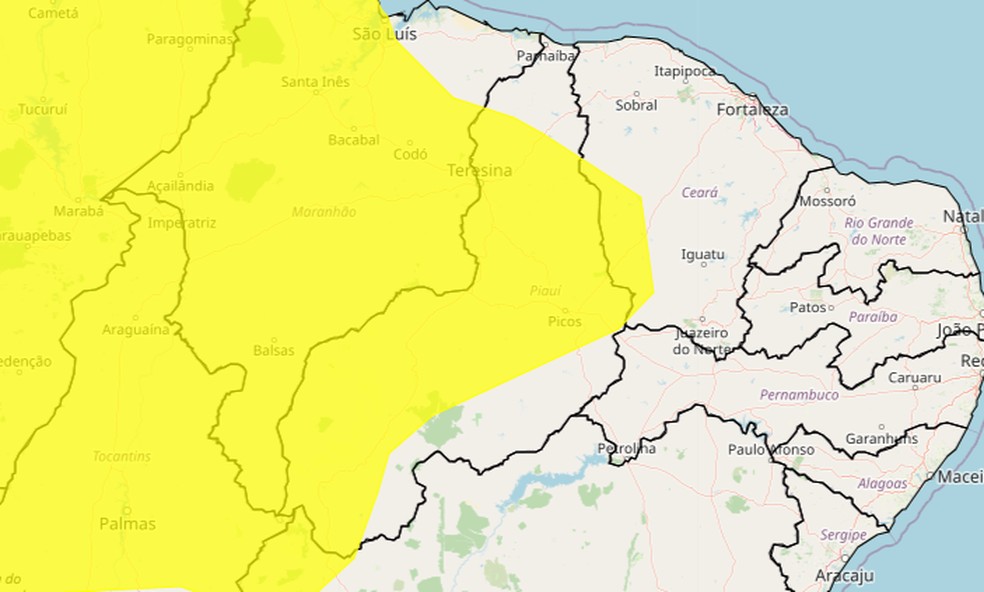 Novo alerta prevê chuvas intensas em 172 cidades do Piauí; veja a previsão — Foto: Reprodução/Inmet