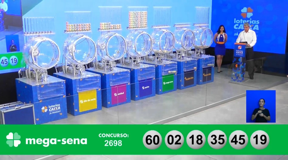 Resultado do concurso 2698 da Mega-Sena, realizado neste sábado (9). — Foto: Reprodução/Facebook/Loterias Caixa