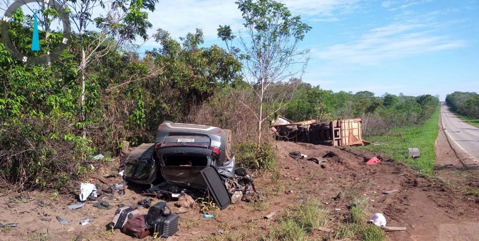 O acidente ocorreu  no Km 478, por volta de 5h45. — Foto: Polícia Civil de Mato Grosso