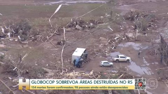 Globocop sobrevoa áreas destruídas do RS - Programa: Jornal Hoje 