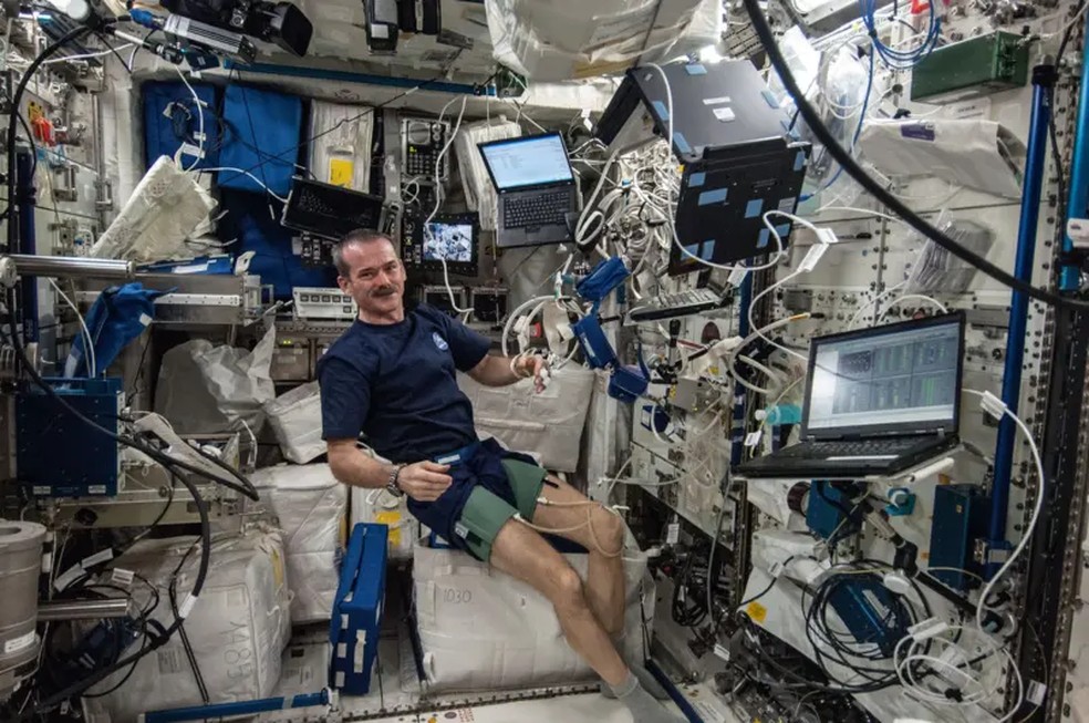 O astronauta canadense Chris Hadfield foi comandante da ISS em 2012-13. — Foto: NASA