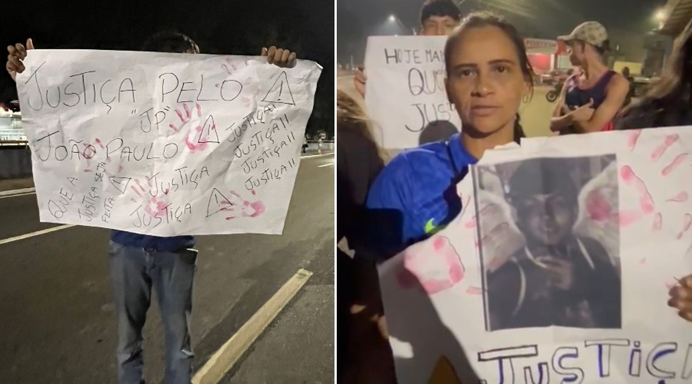 Mãe da vítima e outros parentes pediram por Justiça durante a manifestação — Foto: Bruna Pinheiro/Divulgação