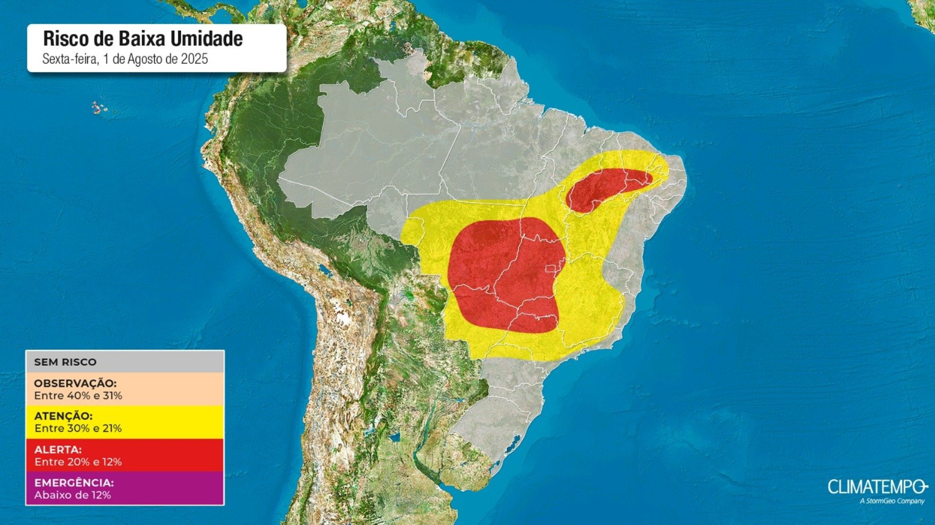 Bloqueio atmosférico mantém MS sob tempo seco e aumenta perigo de queimadas