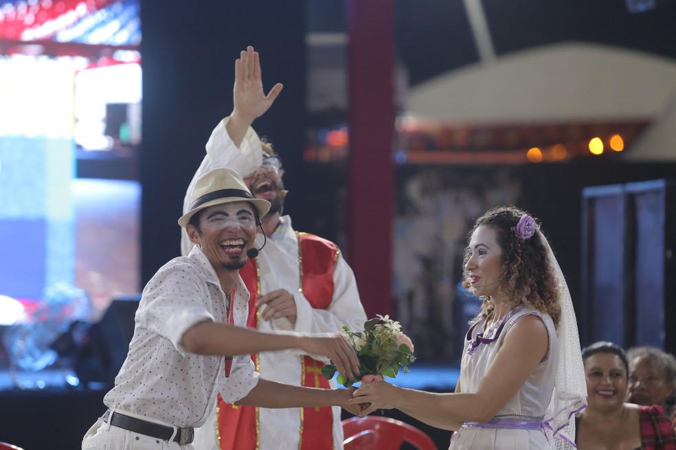 O casamento matuto ainda é um elemento importante nas apresentações atuais de quadrilhas juninas — Foto: São João de Maracanaú/Divulgação