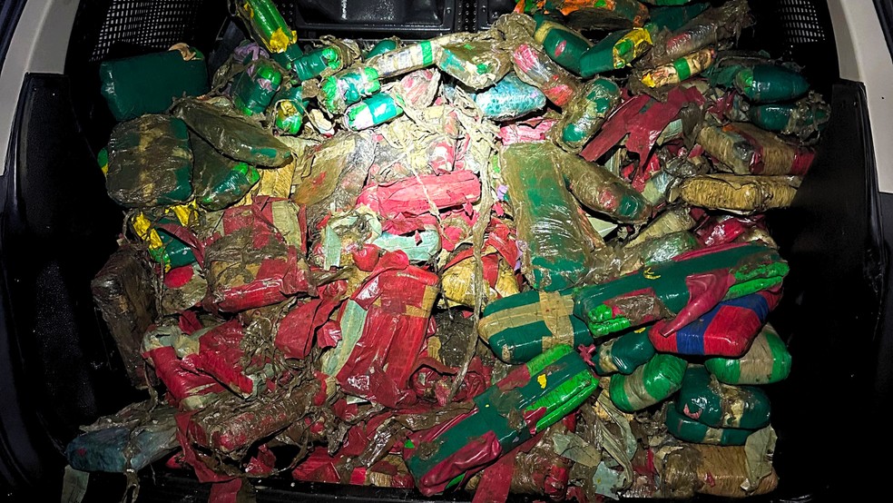 Caminhoneiro é preso após ser flagrado transportando 188,5 kg de drogas dentro de pneus de caminhão em São Luís — Foto: Divulgação/PRF