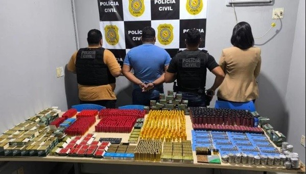 Homem é preso ao ser flagrado com arsenal de 4 mil itens entre cartuchos, pólvora e espoletas, em Baião, no PA