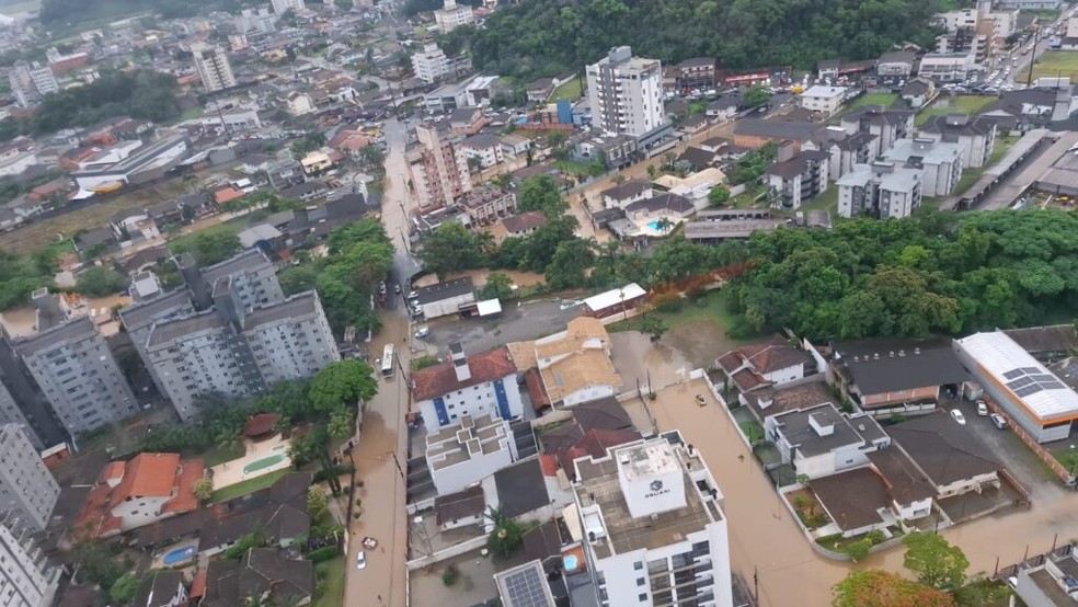 Joinville, no Norte de Santa Catarina — Foto: Defesa Civil de Santa Catarina