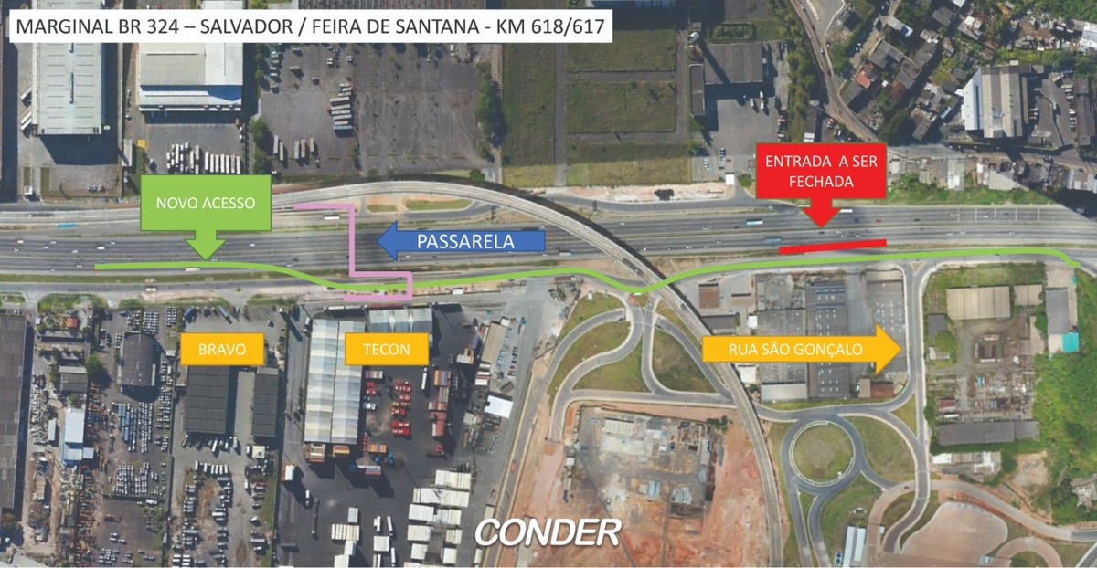 Acesso à via marginal da BR-324 será alterado a partir de sábado ...