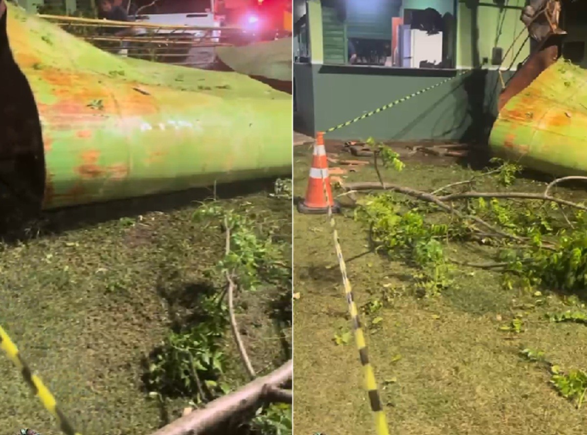 Caixa d’água cai e atinge quiosque em São José de Ubá