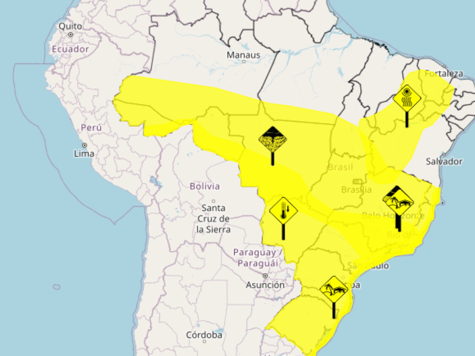 Inmet emite alerta amarelo para chuvas e queda de temperaturas no Acre