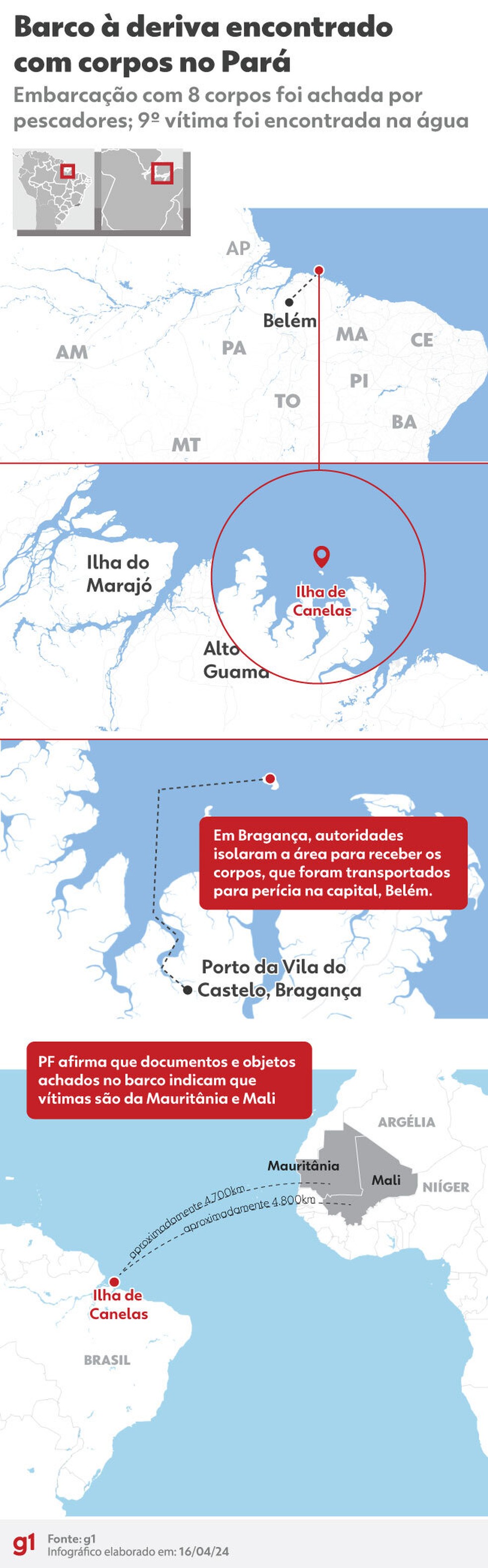 Infográfico: veja onde barco com corpos foi encontrado no Pará — Foto: g1