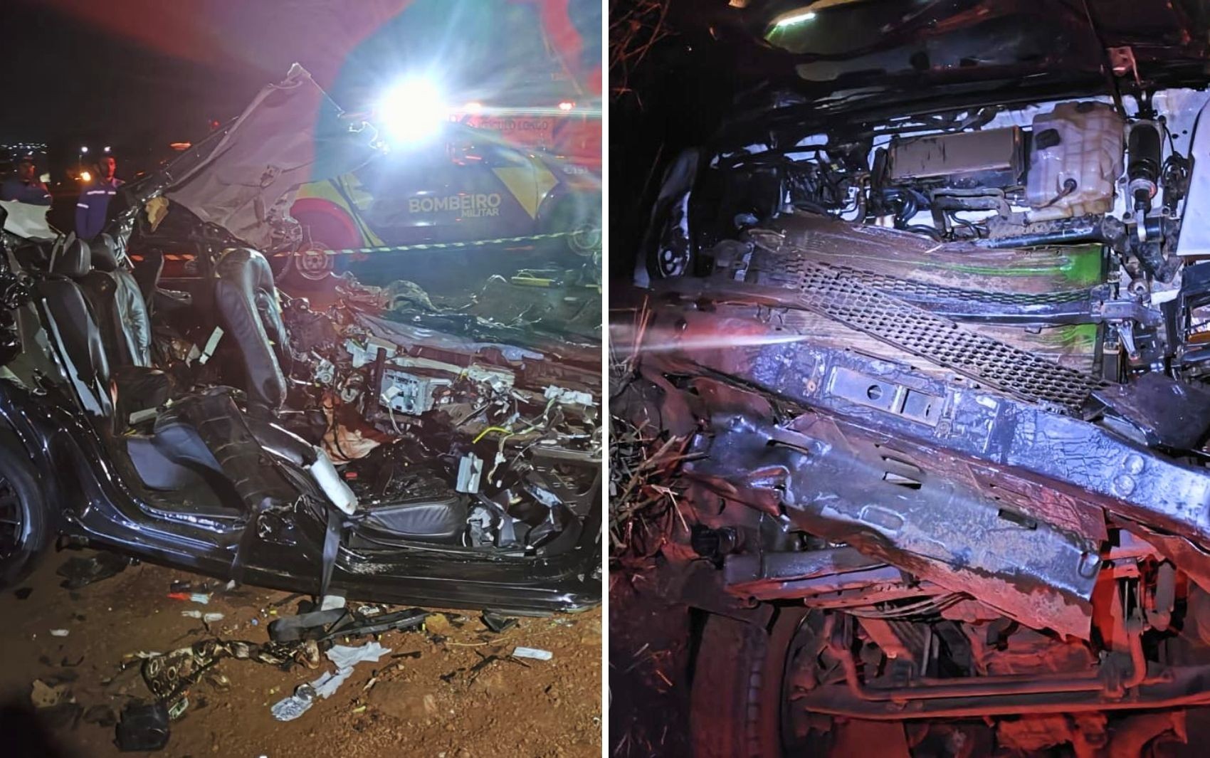 Carro em que estavam vereador de Cachoeira Alta e família ficou destruído após batida; vídeo