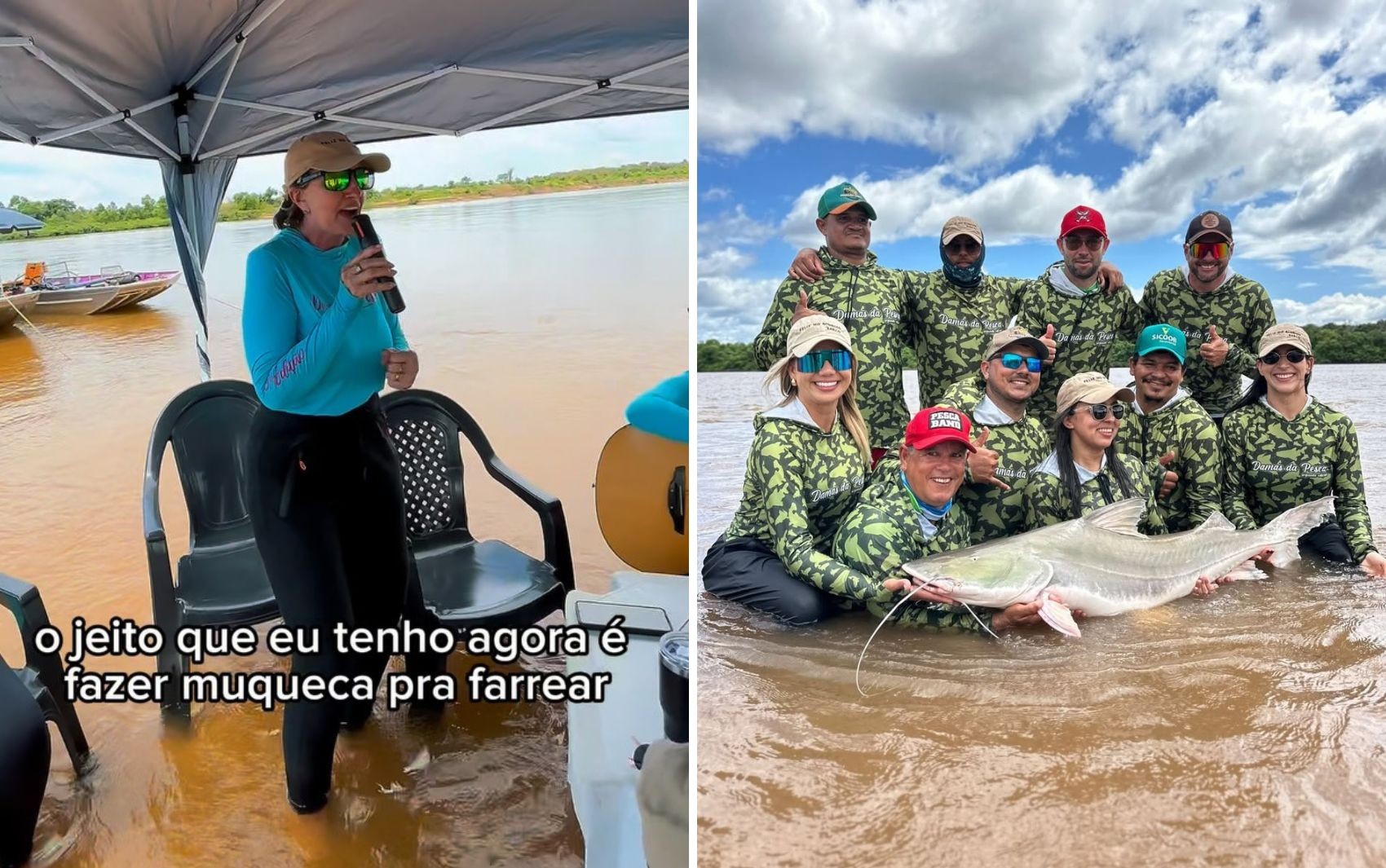 Mulheres divertem com versão feminina da música ‘Que Pescar que Nada’ em acampamento no Rio Araguaia; vídeo 