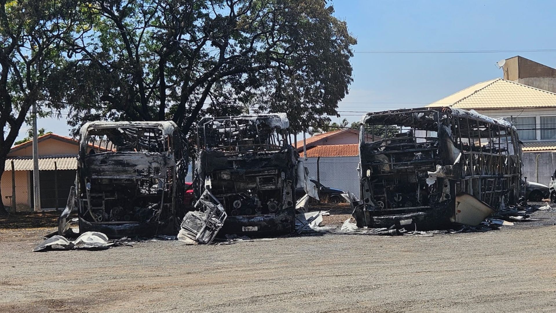 Incêndio atinge garagem de ônibus e destrói veículos no interior de SP