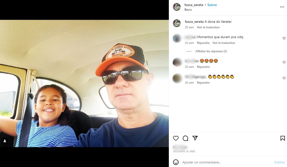 Richard ao lado da filha no Fusca Xereta — Foto: Arquivo Pessoal