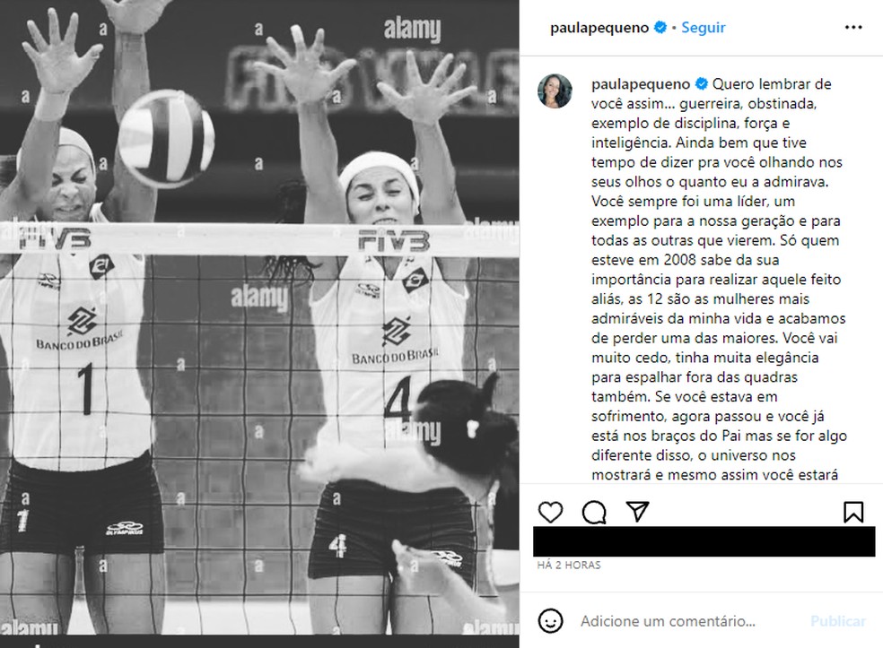 Paula Pequeno publicou homenagem para Walewska — Foto: Reprodução/Instagram