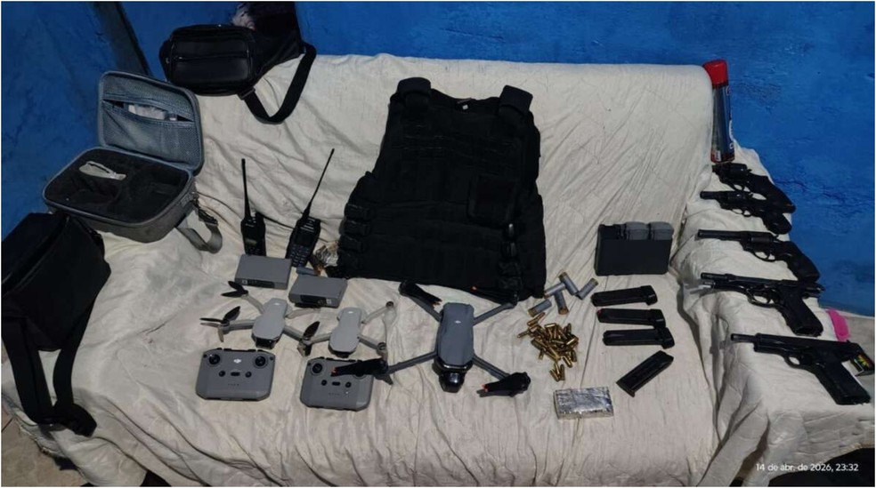 Drones apreendidos utilizados para lançar granadas em Fortaleza — Foto: Divulgação/SSPDS