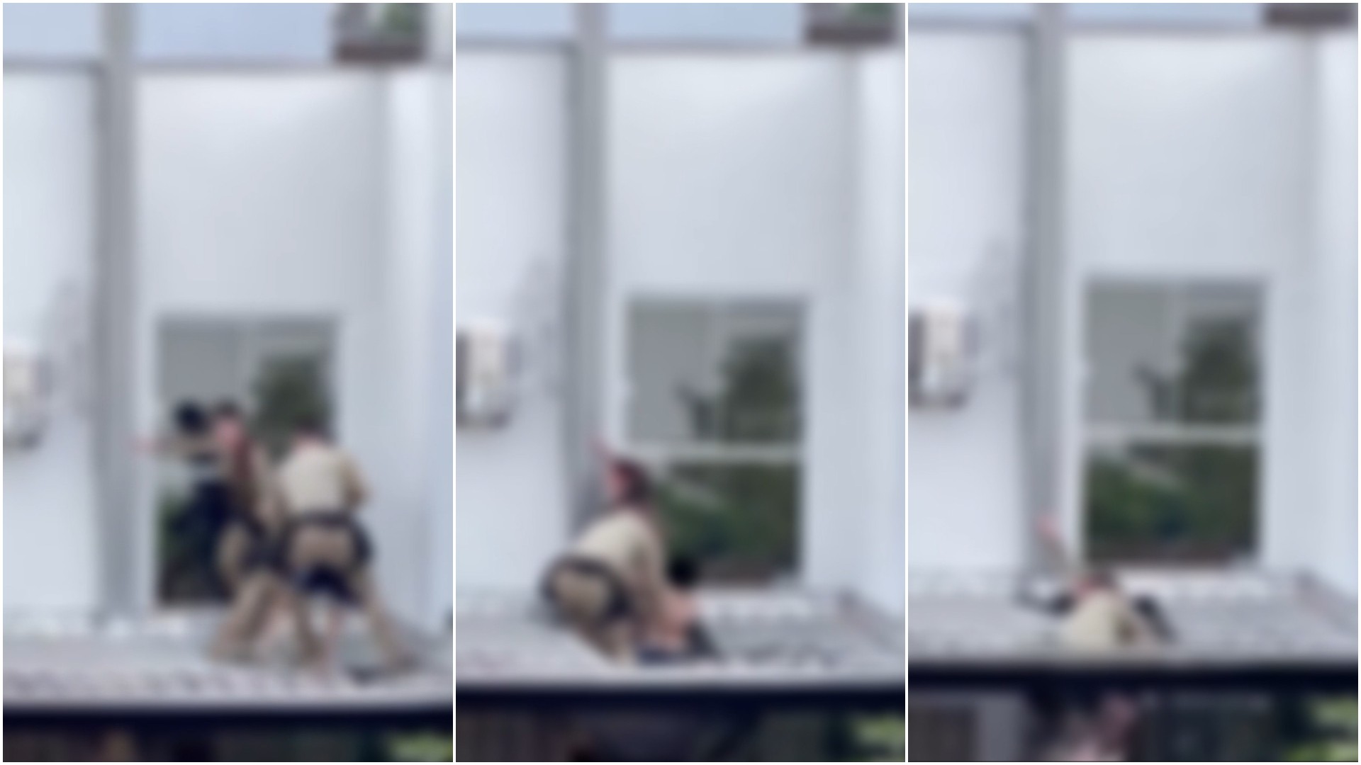 VÍDEO: telhado cede enquanto policiais tentavam conter homem e grupo cai em SC
