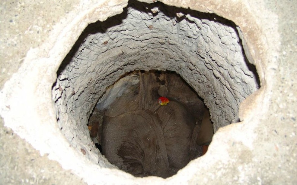 Túnel usado no assalto ao Banco Central, em Fortaleza.  — Foto: Divulgação