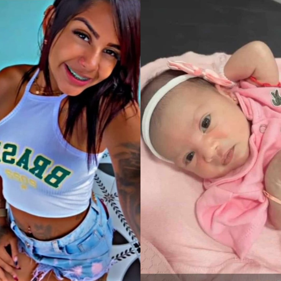 Kelry Oliveira, de 19 anos, e a filha recém-nascida, Merlyan, morreram em um acidente na BR-364 — Foto: Reprodução