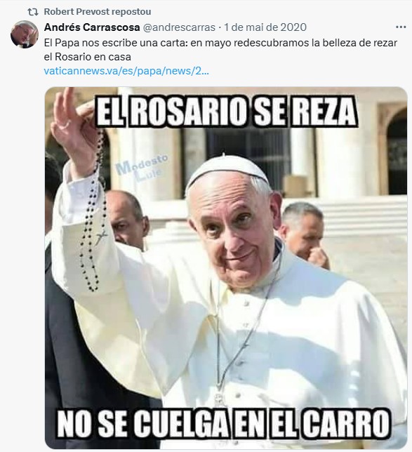 Memes e mensagens inspiradoras; veja postagens de Robert Prevost antes de se tornar papa Leão XIV