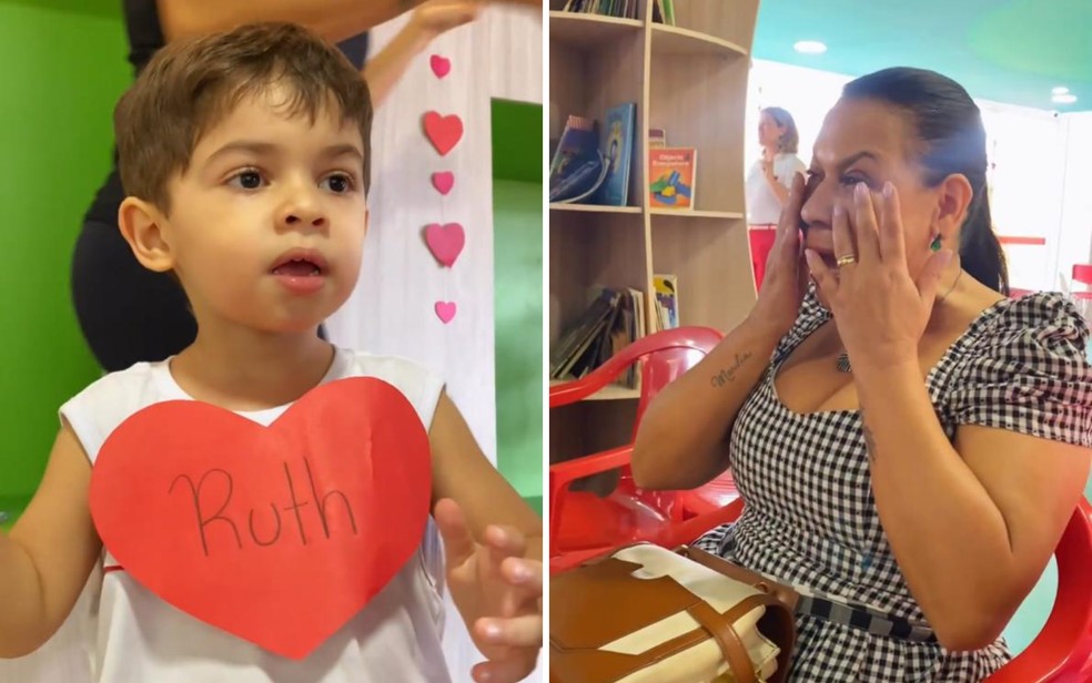 Dona Ruth se emociona ao receber homenagem do dia das mães do neto Leo, filho de Marília Mendonça Goiânia Goiás — Foto: Reprodução/Instagram de Ruth Moreira