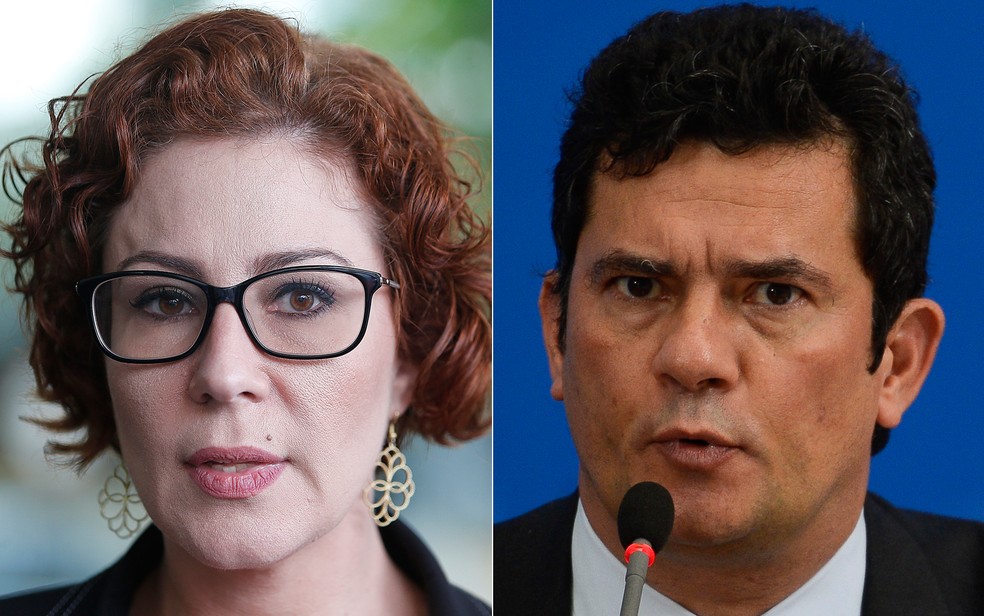 A deputada Carla Zambelli (PSL-SP) e o ex-ministro da Justiça Sérgio Moro — Foto: Dida Sampaio/Estadão Conteúdo; Marcello Casal Jr./Agência Brasil