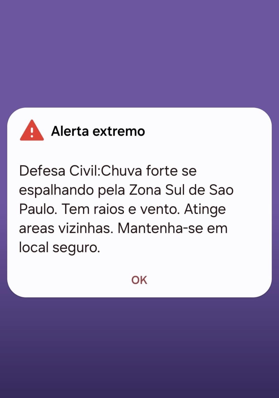 Chuva atinge cidade de SP e deixa toda capital em estado de atenção para alagamentos; Defesa Civil emite alerta extremo com toque de sirene